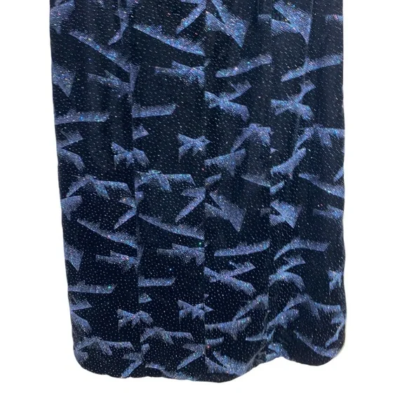 Casadei Vintage black velvet glittery blue strapless dress, starry night, size 4 - Picture 4 of 11